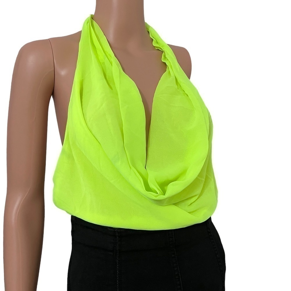Lime Green One Piece Backless Halter Top